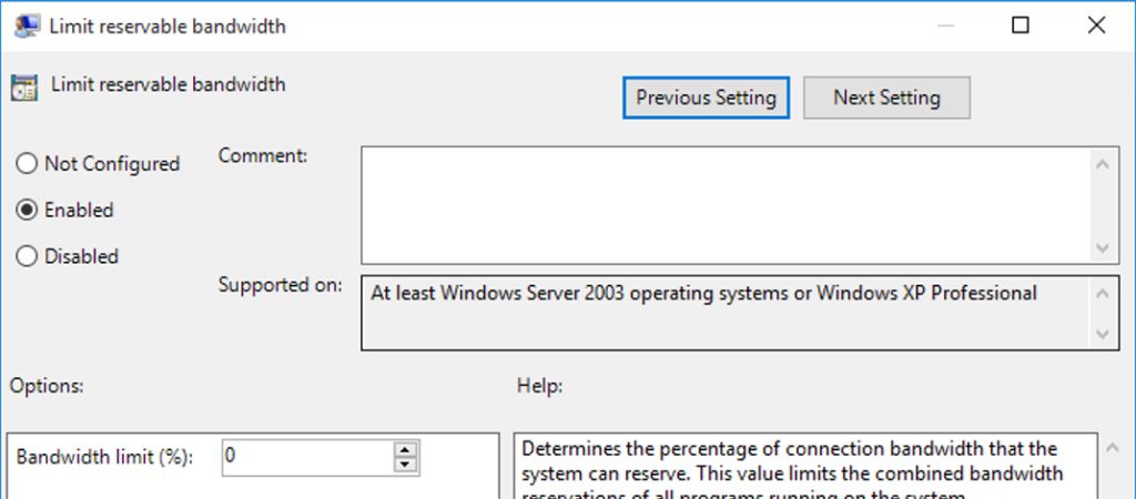 Limit Reservable bandwidth to Zero