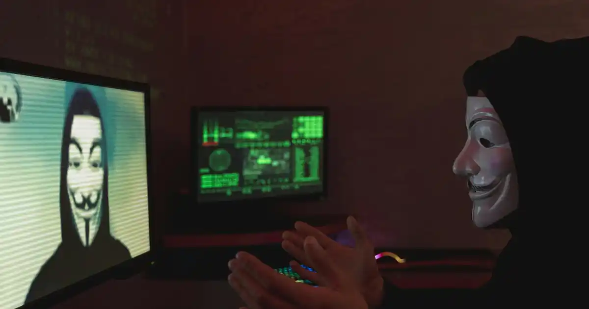 cyber security threats illustration showing hacker attacking digital network